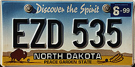 /images/133/1999-04-plates-north-dakota.jpg - #00306: North Dakota - cool license plates … from all around -- North Dakota