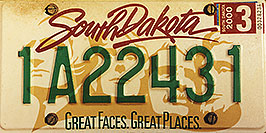 /images/133/1999-04-plates-south-dakota.jpg - #00309: South Dakota - cool license plates … from all around -- South Dakota