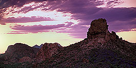 /images/133/2000-08-supersti-purple-pano.jpg - #00606: everning at Superstition Mountains … August 2000 -- Apache Trail Road, Superstitions, Arizona