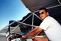 /images/133/2001-08-martin-boat.jpg - #00877: Martin at Lake Powell ... Aug 2001 -- Lake Powell, Utah
