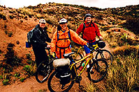 /images/133/2003-03-reavis-3-cyclists.jpg - #01150: wet Reavis Ranch Trail in Superstition Mountains … March 2003 -- Superstitions, Arizona