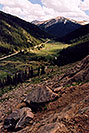 /images/133/2004-06-indep-twin-side1-v.jpg - #01523: La Plata Peak at 14,336 ft in the background … view from Independence Pass Road towards Twin Lakes … June 2004 -- La Plata Peak, Independence Pass, Colorado