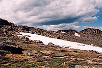/images/133/2004-06-mtevans-hikers1.jpg - #01546: hikers at 12,000 ft … along  Mt Evans road … June 2004 -- Mt Evans, Colorado