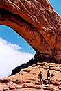 /images/133/2004-07-arches-arch2-v.jpg - #01596: Danish hikers in Arches National Park … July 2004 -- Arches Park, Utah