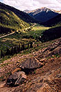 /images/133/2004-09-indep-twin-v.jpg - #02124: La Plata Peak at 14,336 ft in the background … view from Independence Pass Road towards Twin Lakes … Sept 2004 -- La Plata Peak, Independence Pass, Colorado