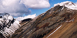 /images/133/2004-10-crested-yule-ridg2-w.jpg - #02334: skier and snowboarder on trail from Paradise Divide to Yule Pass … October 2004 -- Paradise Divide, Crested Butte, Colorado