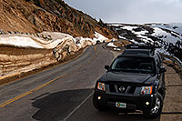 /images/133/2007-06-03-indep-aspen01.jpg - #03831: Xterra posing near top of Independence Pass … June 2007 -- Independence Pass, Colorado