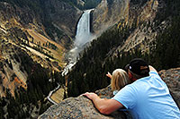 /images/133/2007-07-23-y-grand-view01.jpg - #04319: Girl with father looking at Lower Falls, near Canyon Village … July 2007 -- Lookout Point, Yellowstone, Wyoming