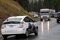 /images/133/2007-07-28-y-car-yellowston.jpg - #04475: Yellowstone National Park car and traffic -- cars stopped and watching moose below the road … July 2007 -- Yellowstone, Wyoming
