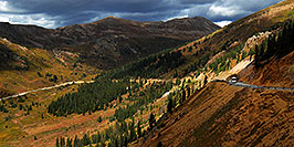 /images/133/2007-09-15-indep-rd-3499-pano.jpg - #04649: Independence Pass Highway near top of road, from Aspen side … Sept 2007 -- Independence Pass, Colorado