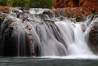 /images/133/2008-05-18-hav-jump-co8377.jpg - #05339: Beaver Falls - 40 foot drop (12 m) … May 2008 -- Beaver Falls, Havasu Falls, Arizona