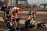 /images/133/2011-11-20-ironman-bike-pros-122343.jpg - #09782: 02:35:27 - #22 Raymond Botelho [USA] (DNF run) and #70 Linsey Corbin [USA] (eventually 2nd in 08:54:33) at start of Lap 2 - Ironman Arizona 2011 … November 2011 -- Rio Salado Parkway, Tempe, Arizona