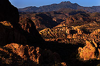 /images/133/2013-04-28-supers-painted-above-37363.jpg - #11073: Apache Trail mountains in the evening … April 2013 -- Apache Trail Road, Superstitions, Arizona