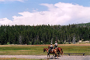 Yellowstone rangers on horseback
