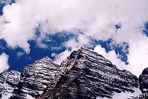 snowy Maroon Peak (elev 14,156 ft, left) and North Maroon Peak (elev 14,014 ft, right)