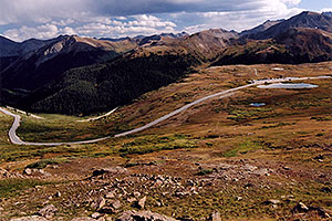 peak of Independence Pass (at parking lot) behind pond