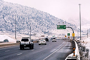 white Xterra and cars heading towards Golden on I-470