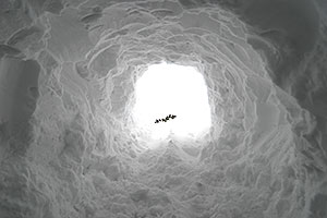 view from inside a snowcave