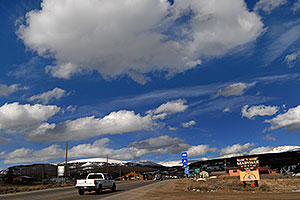 white Chevy truck entering Leadville from the west