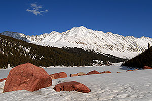 view of frozen Clinton Gulch, near Fremont Pass