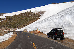 20ft snowbanks at 11,500ft on a road up Mt Evans