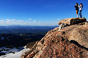 hikers at highest point of Mt Evans - 14,264 ft
