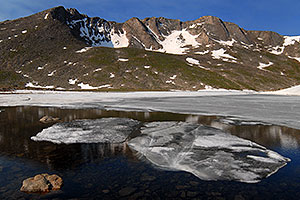 Ice floating on Summit Lake, elevation 12,600 ft 