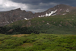 The Sawtooth (13,780 ft, left) and Mt Bierstadt (14,060 ft, right)