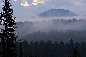 Morning fog along Beartooth Pass Highway