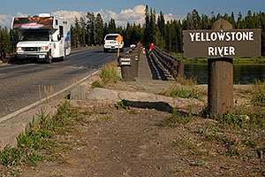 Motorhomes on Fishing Bridge, over Yellowstone River