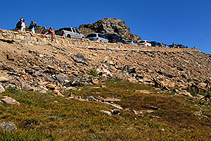 People enjoying scenery from Rock Cut in western Rocky Mountain National Park