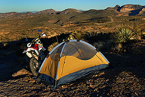 XR250 camping in Superstition Mountains