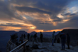 Photographers and civilians during sunrise at Mather Point in Grand Canyon