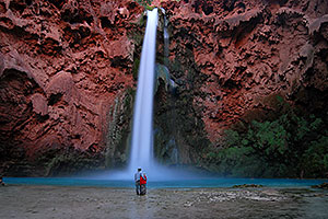 Father and son at Mooney Falls - 210 ft drop (64 meters)
