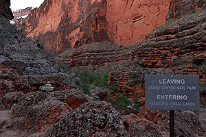 Leaving Grand Canyon Natl Park - Entering Havasupai Tribal Lands … sign above Beaver Falls