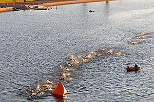 00:47:07 - Swim Pros at Arizona Ironman 2008 - North Bank Boat Tie-Up in upper left
