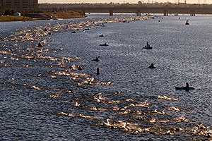 0:53:34 - Swimmers heading west from Scottsdale bridge - Swim at Arizona Ironman 2008
