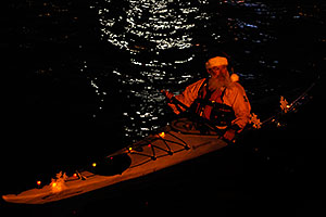 Santa Claus and Desert Padlers on kayaks - APS Fantasy of Lights Boat Parade