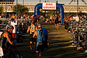 00:50:08 Swimmers transitions to bikes at Soma Triathlon