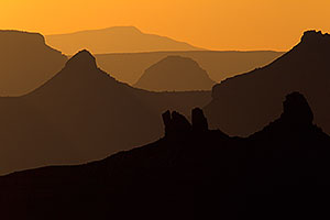 Mountain silhouettes at sunset in Grand Canyon