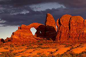Turret Arch in evening light in Arches National Park