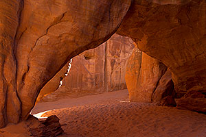 Morning in Sandune Arch in Arches National Park