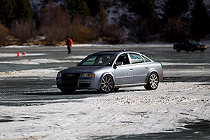 Audi on ice covered Georgetown Lake