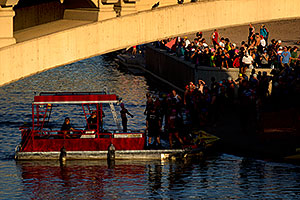 Swimmers and Firemen before Tempe Triathlon in Tempe Town Lake