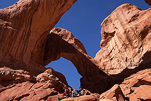 Italians at Double Arch in Arches National Park