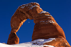 Snow at Delicate Arch in Arches National Park