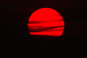 Sunset sun in Death Valley, California