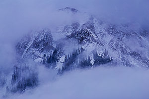 Mount Sneffels in the fog and snow