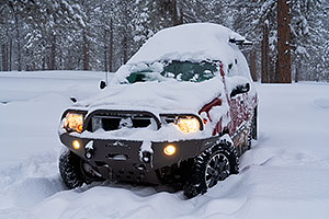 Xterra on a snowy day in Bryce Canyon