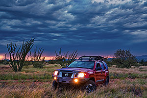 Xterra and August monsoon sky in Green Valley